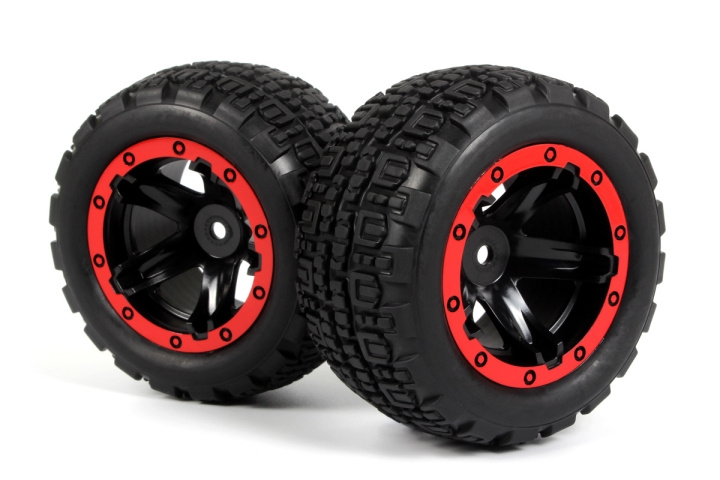 BLACKZON Slyder ST Wheels/Tires Assembled (Black/Red) i gruppen LEKSAKER, BARN- & BABYPRODUKTER / Radiostyrt / Reservdelar & Extra Tillbehör / Blackzon hos TP E-commerce Nordic AB (C30845)