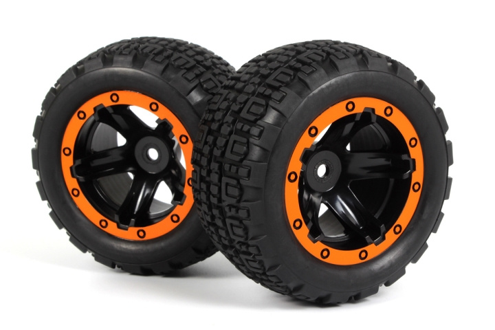 BLACKZON Slyder ST Wheels/Tires Assembled (Black/Orange) | LEKSAKER, BARN- & BABYPRODUKTER - Radiostyrt - Reservdelar & Extra Tillbehör - Blackzon | GameStuff