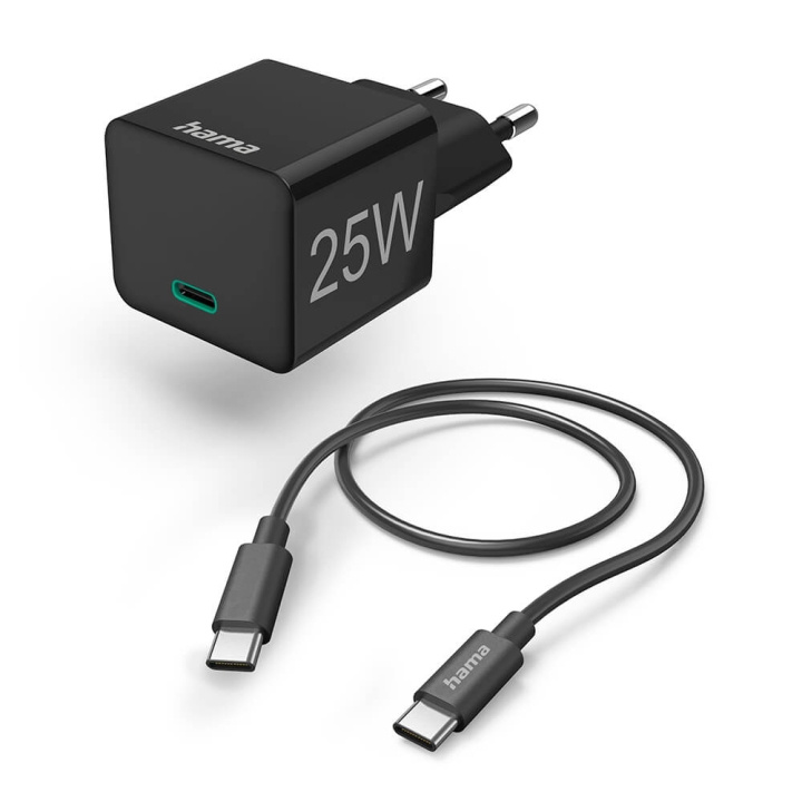 Hama Quick Charger 1x USB-C with Cable 25W PD 1.0m Black i gruppen DATORER & KRINGUTRUSTNING / Datorkablar / USB-kablar / USB-C hos TP E-commerce Nordic AB (C30915)