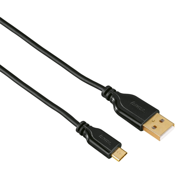 HAMA Kabel USB Micro Flexislim Guld Svart 0.75m i gruppen DATORER & KRINGUTRUSTNING / Datorkablar / USB-kablar / Micro-USB / Kablar hos TP E-commerce Nordic AB (C30919)