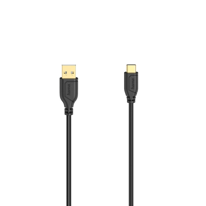 Hama Kabel USB-C Flexi-Slim USB-A-USB-C Guld Svart 0,75m i gruppen DATORER & KRINGUTRUSTNING / Datorkablar / USB-kablar / USB-C hos TP E-commerce Nordic AB (C30968)