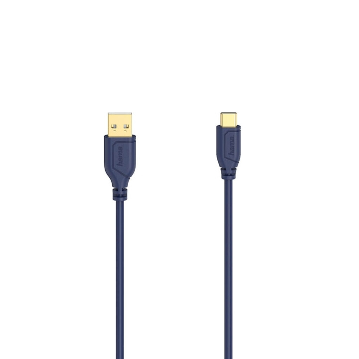 Hama Kabel USB-C Flexi-Slim USB-A-USB-C Guld Blå 0,75m i gruppen DATORER & KRINGUTRUSTNING / Datorkablar / USB-kablar / USB-C hos TP E-commerce Nordic AB (C30969)