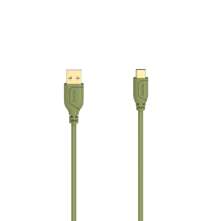 Hama Kabel USB-C Flexi-Slim USB-A-USB-C Guld Grön 0,75m i gruppen DATORER & KRINGUTRUSTNING / Datorkablar / USB-kablar / USB-C hos TP E-commerce Nordic AB (C30971)