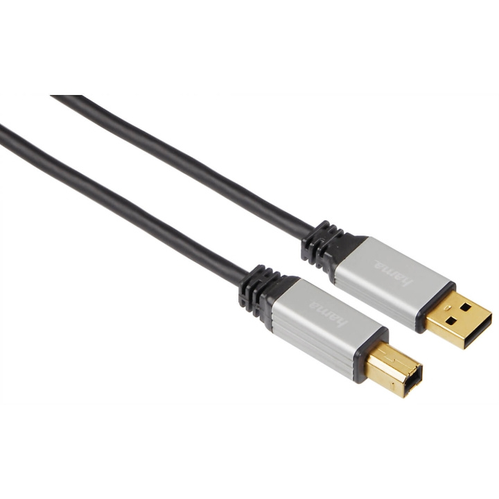 Hama Kabel USB A-B Guld Pro Svart 5m i gruppen DATORER & KRINGUTRUSTNING / Datorkablar / USB-kablar / USB-A / Kablar hos TP E-commerce Nordic AB (C31122)