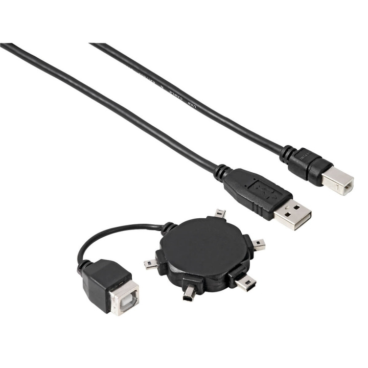 HAMA Kabel USB A-B Inkl 5x Adapter Svart 0.5m i gruppen DATORER & KRINGUTRUSTNING / Datorkablar / USB-kablar / USB-A / Adaptrar hos TP E-commerce Nordic AB (C31158)