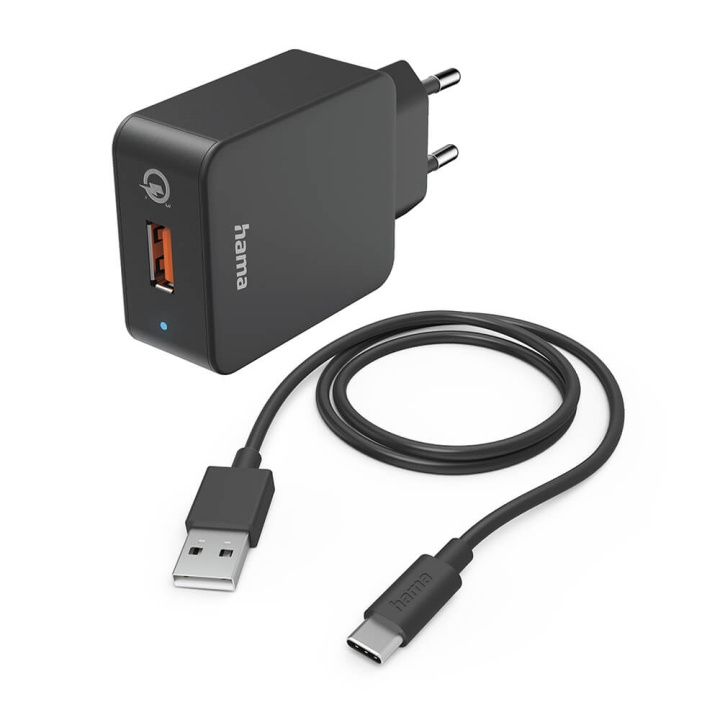 Hama Laddare 220V med USB-C-kabel Qualcomm 19,5W Svart i gruppen SMARTPHONE & SURFPLATTOR / Laddare & Kablar / Väggladdare / Väggladdare Typ C hos TP E-commerce Nordic AB (C31232)