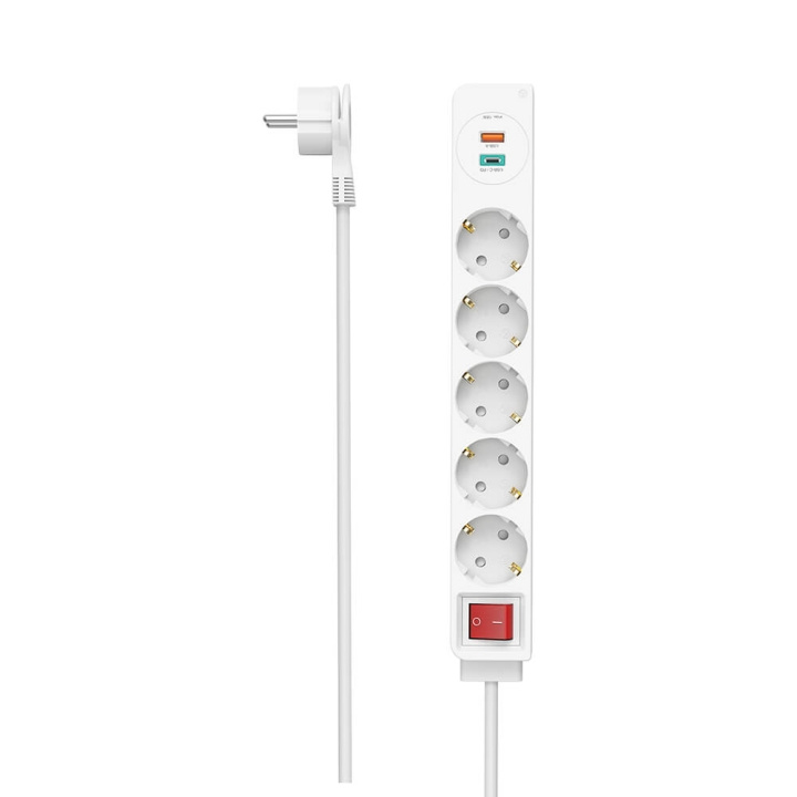 Hama Grenuttag 5-vägs + 2 USB utgångar 1.4 meter med strömbytare vit i gruppen HEM, HUSHÅLL & TRÄDGÅRD / El & Belysning / Grenuttag hos TP E-commerce Nordic AB (C31239)