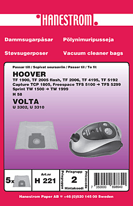 hanestroem Dammsugarpåsar Hanestrom Hoover TW 1650 Sprint | HEM, HUSHÅLL & TRÄDGÅRD - Städprodukter - Dammsugare & Tillbehör - Tillbehör - Dammsugarpåsar | GameStuff