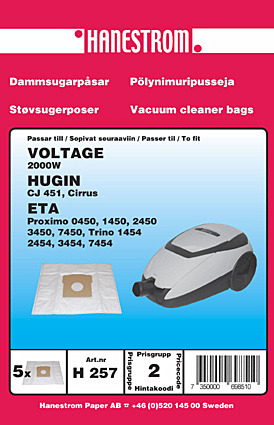 hanestroem Dammsugarpåsar Hanestrom Hugin Cirrus i gruppen HEM, HUSHÅLL & TRÄDGÅRD / Städprodukter / Dammsugare & Tillbehör / Tillbehör / Dammsugarpåsar hos TP E-commerce Nordic AB (C33208)