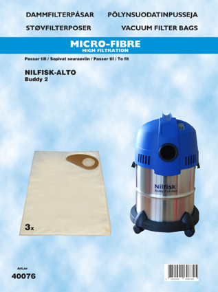 hanestroem Dammsugarpåsar Hanestrom Nilfisk-Alto Buddy 2 3P | HEM, HUSHÅLL & TRÄDGÅRD - Städprodukter - Dammsugare & Tillbehör - Tillbehör - Dammsugarpåsar | GameStuff