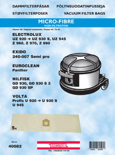 hanestroem Dammsugarpåsar Hanestrom Nilfisk GD 930 syntet 5st i gruppen HEM, HUSHÅLL & TRÄDGÅRD / Städprodukter / Dammsugare & Tillbehör / Tillbehör / Dammsugarpåsar hos TP E-commerce Nordic AB (C33223)