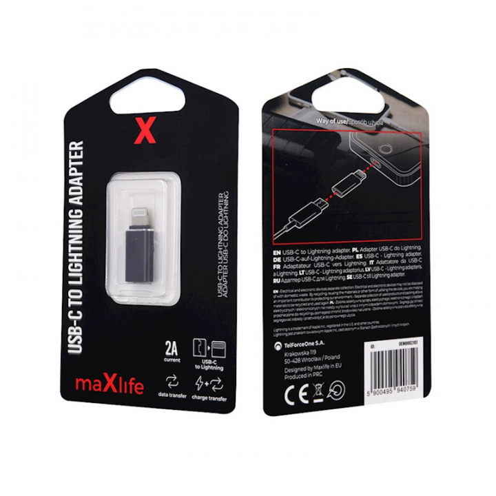 Maxlife USB-C till Lightning Adapter i gruppen SMARTPHONE & SURFPLATTOR / Laddare & Kablar / Adaptrar hos TP E-commerce Nordic AB (C33681)