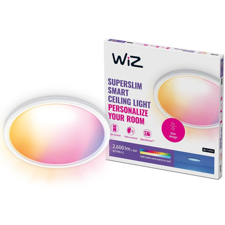 WiZ WiFi Smart SuperSlim plafond Färg + Varm-kallvit 2600lm i gruppen HEM, HUSHÅLL & TRÄDGÅRD / Smarta hem / Smart belysning hos TP E-commerce Nordic AB (C33721)