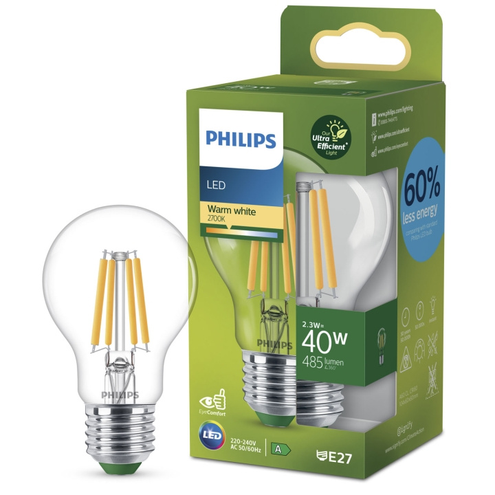 Philips LED E27 Normal 2,3W (40W) Klar 485lm 2700K Energiklass A i gruppen HEMELEKTRONIK / Belysning / LED-lampor hos TP E-commerce Nordic AB (C33743)