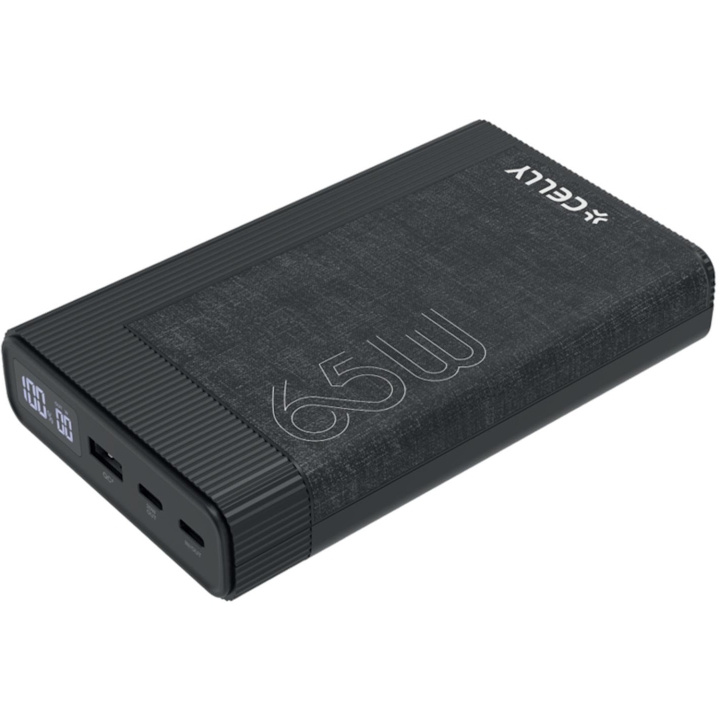Celly PowerBank 20.000 mAh 65W PD Svart i gruppen SMARTPHONE & SURFPLATTOR / Laddare & Kablar / Powerbanks hos TP E-commerce Nordic AB (C33774)