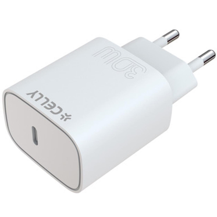 Celly USB-laddare USB-C PD 30W Vit i gruppen SMARTPHONE & SURFPLATTOR / Laddare & Kablar / Väggladdare / Väggladdare Typ C hos TP E-commerce Nordic AB (C33776)