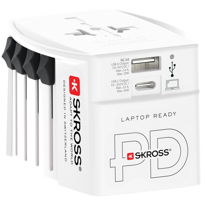 SKROSS World Adapter MUV 1xUSB-C PD 1xUSB-A 45W i gruppen HEM, HUSHÅLL & TRÄDGÅRD / El & Belysning / Reseadaptrar hos TP E-commerce Nordic AB (C33814)