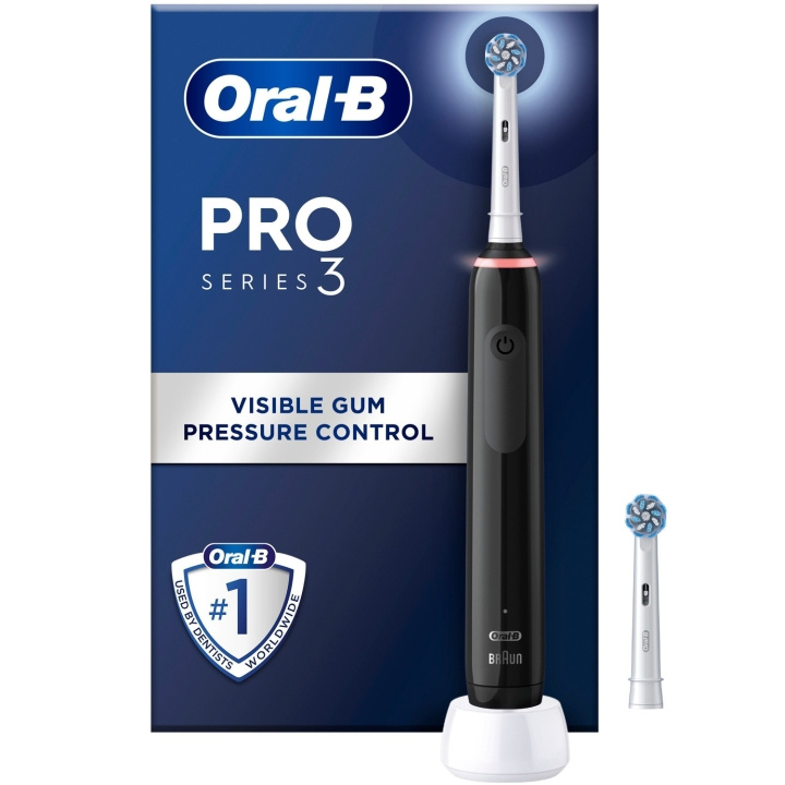 Oral B Eltandborste Pro3 Black + Extra Refill i gruppen SKÖNHET & HÄLSA / Munvård / Eltandborstar hos TP E-commerce Nordic AB (C33853)