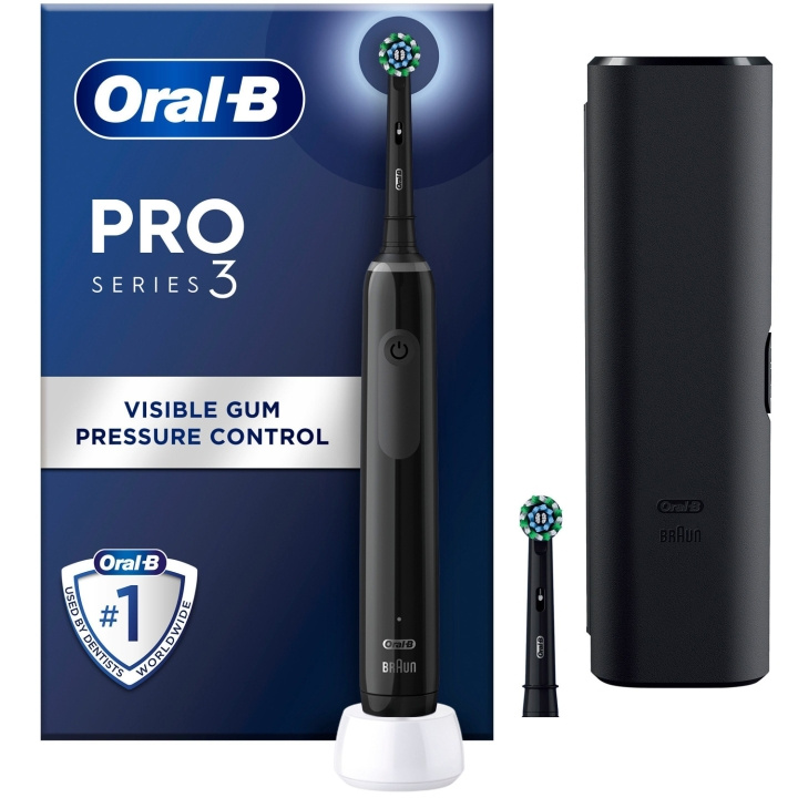 Oral B Eltandborste Pro3 Black + Extra Refill + TC i gruppen SKÖNHET & HÄLSA / Munvård / Eltandborstar hos TP E-commerce Nordic AB (C33855)