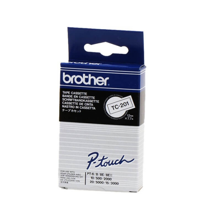 Brother Tape TC-201 12mm Svart på Vit i gruppen DATORER & KRINGUTRUSTNING / Skrivare & Tillbehör / Skrivare / Märkmaskiner & Tillbehör / Tejp hos TP E-commerce Nordic AB (C34708)