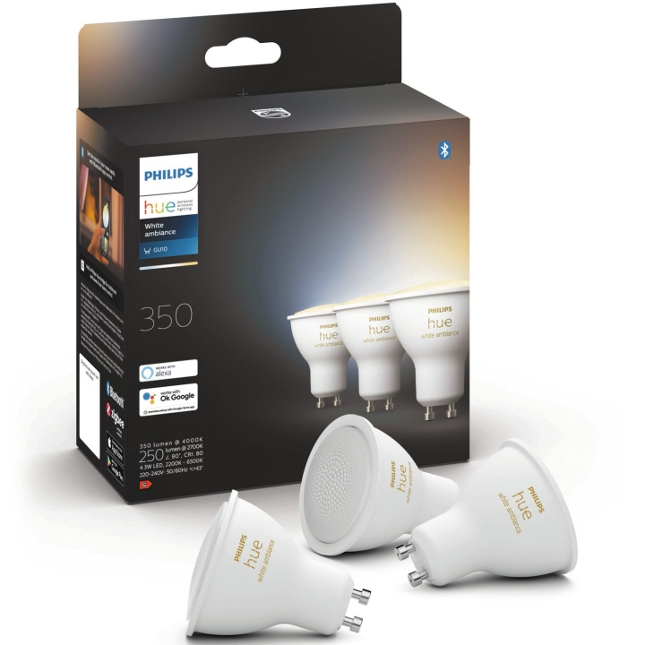 Philips Hue White Ambiance GU10 3-pack i gruppen HEM, HUSHÅLL & TRÄDGÅRD / Smarta hem / Smart belysning hos TP E-commerce Nordic AB (C35376)