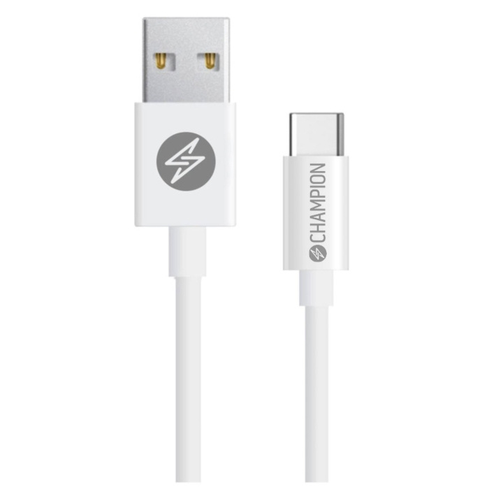 Champion USB-A till USB-C Kabel 1m Vit i gruppen SMARTPHONE & SURFPLATTOR / Laddare & Kablar / Kablar / Kablar Typ C hos TP E-commerce Nordic AB (C35383)