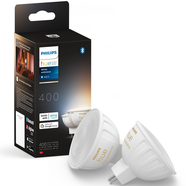 Philips Hue White Ambiance GU5.3 MR16 12V 400lm 2-pack i gruppen HEM, HUSHÅLL & TRÄDGÅRD / Smarta hem / Smart belysning hos TP E-commerce Nordic AB (C35391)