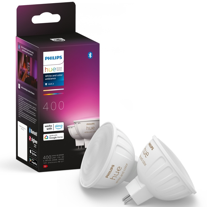 Philips Hue White Color Ambiance GU5.3 MR16 12V 400lm 2-pack i gruppen HEM, HUSHÅLL & TRÄDGÅRD / Smarta hem / Smart belysning hos TP E-commerce Nordic AB (C35393)