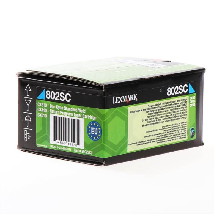 Lexmark Toner 80C2SC0 802 Cyan, Return i gruppen DATORER & KRINGUTRUSTNING / Skrivare & Tillbehör / Bläck & Toner / Toner / Lexmark hos TP E-commerce Nordic AB (C36733)