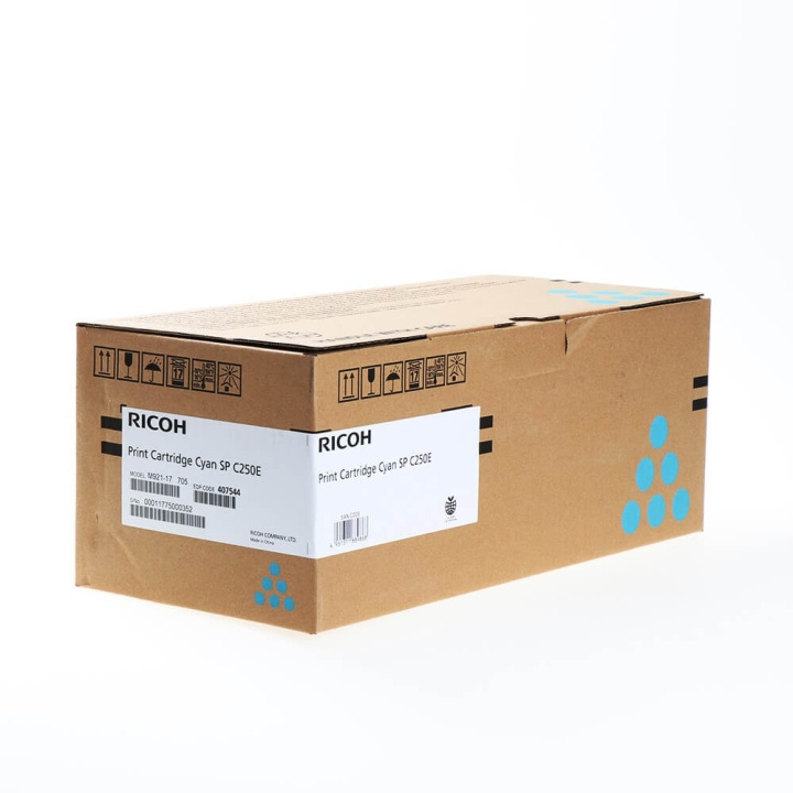 Ricoh Toner 407544 SP C250E Cyan i gruppen DATORER & KRINGUTRUSTNING / Skrivare & Tillbehör / Bläck & Toner / Toner / Ricoh hos TP E-commerce Nordic AB (C36964)