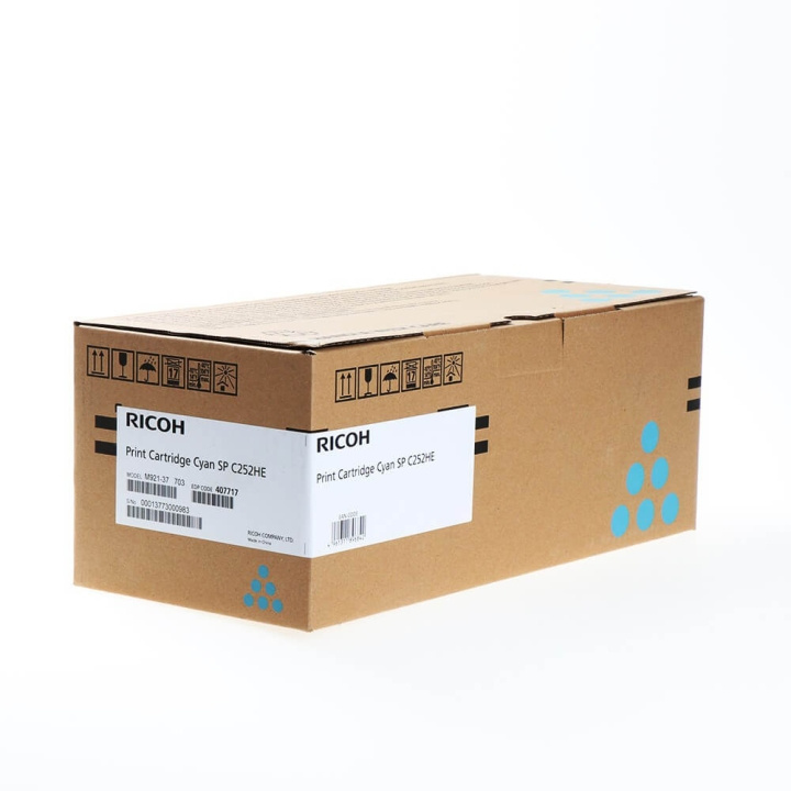 Ricoh Toner 407717 SP C252HE Cyan i gruppen DATORER & KRINGUTRUSTNING / Skrivare & Tillbehör / Bläck & Toner / Toner / Ricoh hos TP E-commerce Nordic AB (C37091)