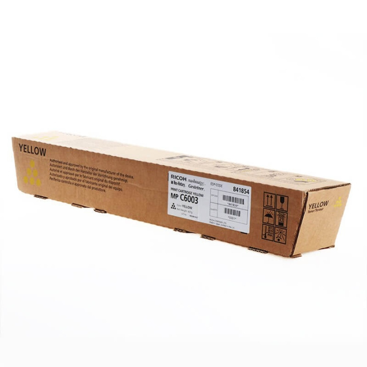 Ricoh Toner 841854 MP C6003 Gul i gruppen DATORER & KRINGUTRUSTNING / Skrivare & Tillbehör / Bläck & Toner / Toner / Ricoh hos TP E-commerce Nordic AB (C37118)