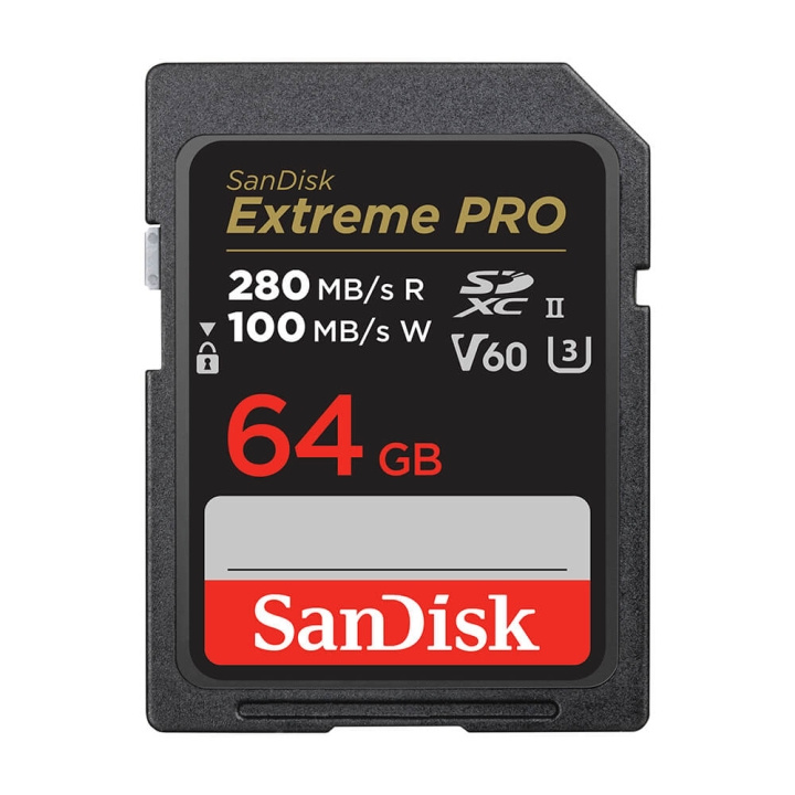 SanDisk Extreme Pro 64GB 280MB/s V60 C10 UHS-II i gruppen HEMELEKTRONIK / Lagringsmedia / Minneskort / SD/SDHC/SDXC hos TP E-commerce Nordic AB (C38406)