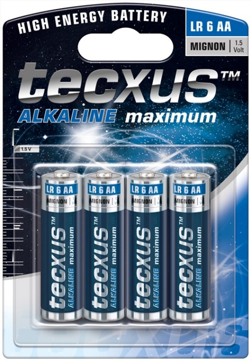 tecxus LR6/AA (Mignon) batteri, 4 st. blister alkaliskt manganbatteri, 1,5 V i gruppen HEMELEKTRONIK / Batterier & Laddare / Batterier / AA hos TP E-commerce Nordic AB (C38846)