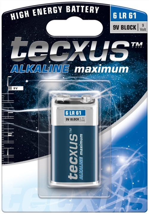 tecxus 6LR61/6LP3146/9 V Block batteri, 1 st. blister alkaliskt manganbatteri, 9 V i gruppen HEMELEKTRONIK / Batterier & Laddare / Batterier / 9V hos TP E-commerce Nordic AB (C38849)