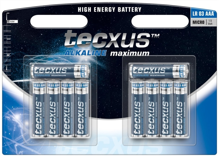 tecxus LR03/AAA (Micro) batteri, 10 st. blister alkaliskt manganbatteri, 1,5 V i gruppen HEMELEKTRONIK / Batterier & Laddare / Batterier / AAA hos TP E-commerce Nordic AB (C38852)