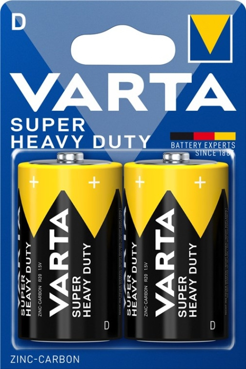 Varta R20/D (Mono) (2020) batteri, 2 st. blister Zink- kol batteri, 1,5 V i gruppen HEMELEKTRONIK / Batterier & Laddare / Batterier / Övriga hos TP E-commerce Nordic AB (C38880)