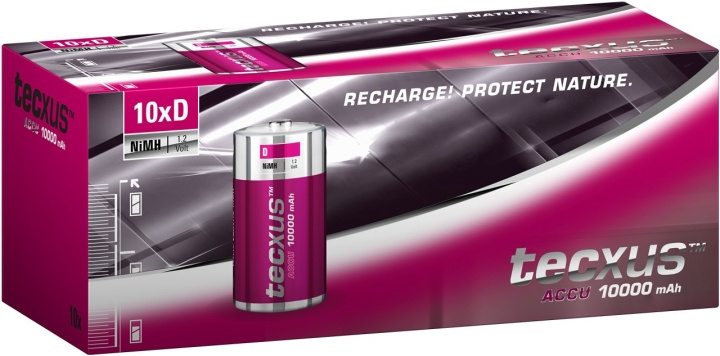 tecxus D (Mono)/HR20 laddningsbart batteri - 10000 mAh, 10 st. i box Nickel-metallhydrid batteri (NiMH), 1,2 V i gruppen HEMELEKTRONIK / Batterier & Laddare / Batterier / Övriga hos TP E-commerce Nordic AB (C38893)