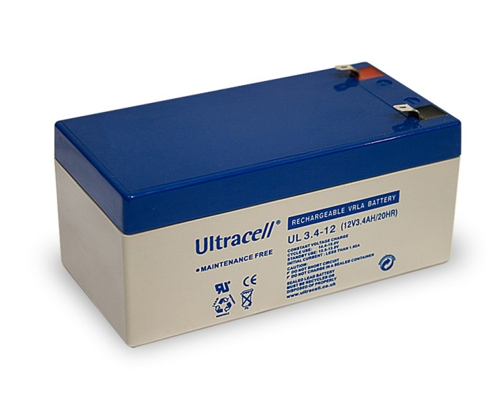 Ultracell Blybatteri 12 V, 3,4 Ah (UL3.4-12) Faston (4,8 mm) Blybatteri, VdS i gruppen HEMELEKTRONIK / Batterier & Laddare / Laddningsbara batterier / Blybatterier hos TP E-commerce Nordic AB (C38894)
