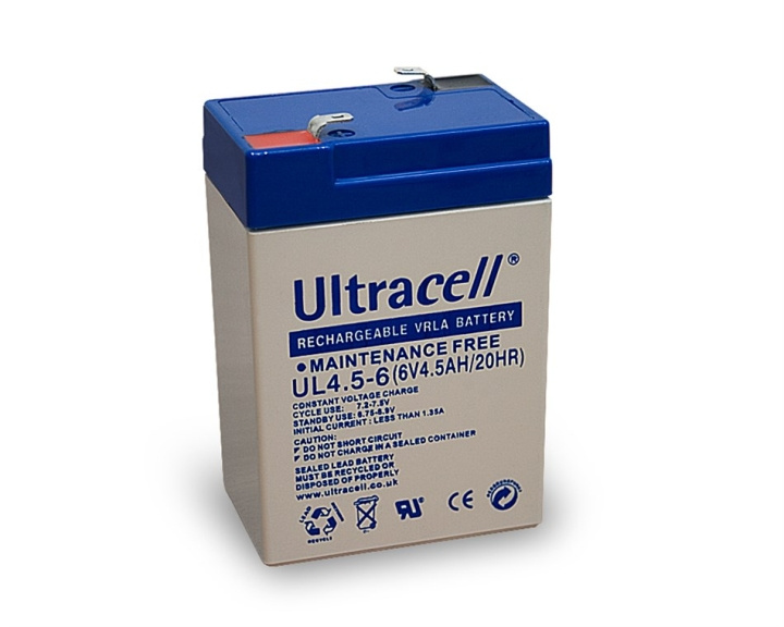 Ultracell Blybatteri 6 V, 4,5 Ah (UL4.5-6) Faston (4,8 mm) Blybatteri i gruppen HEMELEKTRONIK / Batterier & Laddare / Laddningsbara batterier / Blybatterier hos TP E-commerce Nordic AB (C38896)