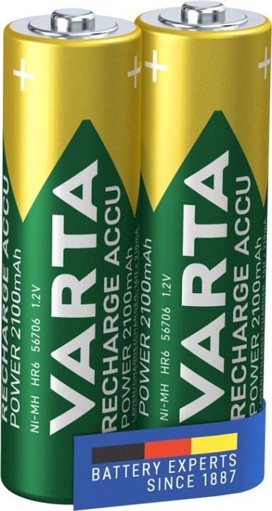 Varta AA (Mignon)/HR6 (56706) laddningsbart batteri - 2100 mAh, 2 st. blister Låg självurladdning NiMH-batteri (Ready-to-Use), 1,2 V i gruppen HEMELEKTRONIK / Batterier & Laddare / Laddningsbara batterier / AA hos TP E-commerce Nordic AB (C38901)