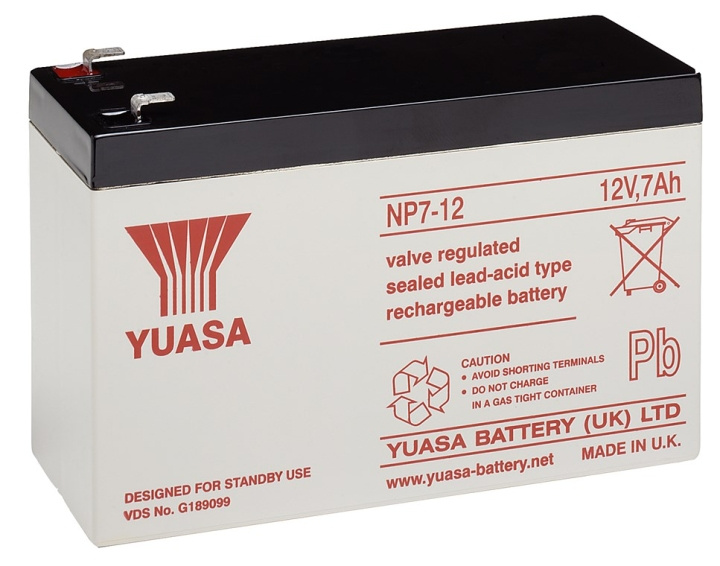 Yuasa Blybatteri 12 V, 7,0 Ah (NP7-12) Faston (4,8 mm) Blybatteri, VdS i gruppen HEMELEKTRONIK / Batterier & Laddare / Laddningsbara batterier / Blybatterier hos TP E-commerce Nordic AB (C38905)