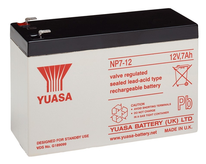 Yuasa Blybatteri 12 V, 7,0 Ah (NP7-12L) Faston (6,35 mm) Blybatteri i gruppen HEMELEKTRONIK / Batterier & Laddare / Laddningsbara batterier / Blybatterier hos TP E-commerce Nordic AB (C38909)