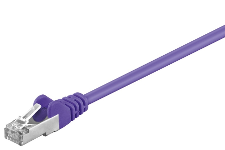 Goobay Patchkabel CAT 5e, SF/UTP, violett, 0,5 m kopparklädd aluminiumtråd (CCA) i gruppen DATORER & KRINGUTRUSTNING / Datorkablar / Nätverkskablar / Cat5e hos TP E-commerce Nordic AB (C39657)