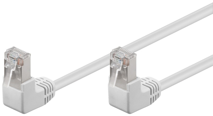 Goobay Patchkabel CAT 5e, 2x 90° vinklad, F/UTP, vit, 0,25 m kopparklädd aluminiumtråd (CCA), 2x RJ45-plugg 90 ° (8P8C) i gruppen DATORER & KRINGUTRUSTNING / Datorkablar / Nätverkskablar / Cat5e hos TP E-commerce Nordic AB (C39996)