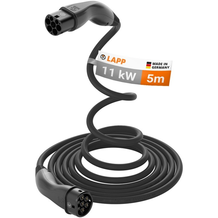 LAPP MOBILITY HELIX laddkabel Typ 2, upp till 11 kW, m, svart (5555935001) 20 A, 3-fas, för laddning av hybrid- och elbilar med Typ 2-anslutning i gruppen BIL / Laddkablar & Laddboxar till Elbil hos TP E-commerce Nordic AB (C40200)