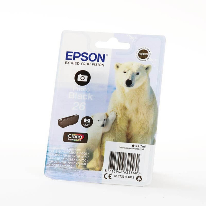 EPSON Ink C13T26114012 26 Photo Black Polar Bear i gruppen DATORER & KRINGUTRUSTNING / Skrivare & Tillbehör / Bläck & Toner / Bläckpatroner / Epson hos TP E-commerce Nordic AB (C42051)