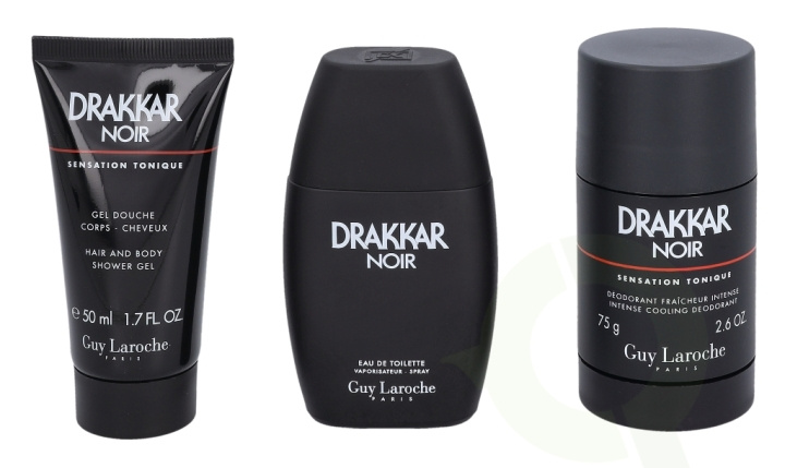 Guy Laroche Drakkar Noir Giftset 175 ml, Edt Spray 50ml/Deo Stick 75gr/Shower Gel 50ml i gruppen SKÖNHET & HÄLSA / Presentkit / Presentkit För Honom hos TP E-commerce Nordic AB (C42449)