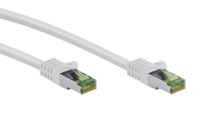 Goobay RJ45 patchkabel med CAT 8.1 S/FTP råkabel, AWG 26, vit kopparledare, LSZH halogenfri kabelhölje, RJ45-kontakt (CAT 6A), 7.5 m i gruppen DATORER & KRINGUTRUSTNING / Datorkablar / Nätverkskablar / Cat8 hos TP E-commerce Nordic AB (C43048)