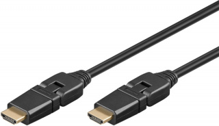 Goobay Höghastighets-HDMI™-kabel 360° med Ethernet HDMI™-kontakt (typ A) > HDMI™-kontakt (typ A) 360° roterbar, 2 m